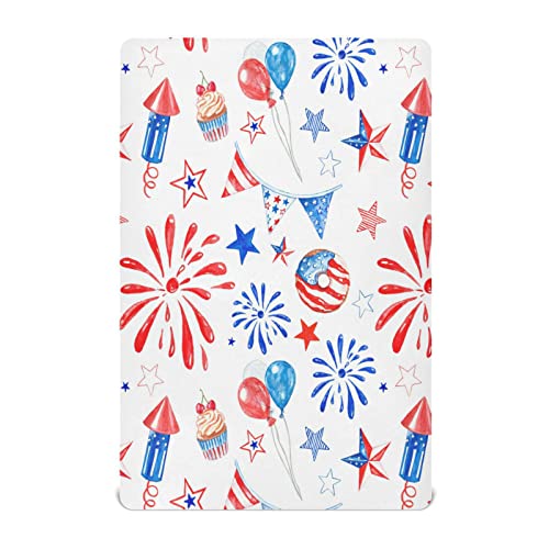 Fitted Crib Sheet for Boys & Girls 4th of July Soft Breathable Unisex Baby Sheets for Standard Crib and Toddler Mattresses 28 x 52 in