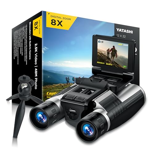 Binoculars with Camera Built in – Digital 12x32 HD Binocular Camera, Tripod Included - 48MP Photos, 2.5K Video, 8X Zoom, with 32GB Memory Card