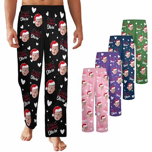 Custom Face Pajama PJ Pants for Men Women Personalized Photo Printed Trousers Pajama Bottoms Gifts for Christmas - Main Image
