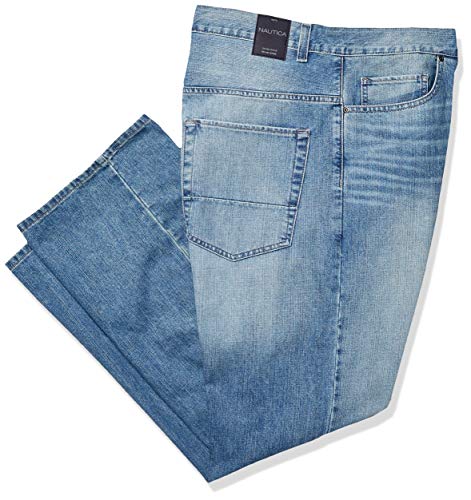 Nautica Men's Big and Tall 5 Pocket Relaxed Fit Stretch Jean, Hook Line Blue, 52W 32L