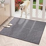 YIHOUSE Dirt Trapper Door Mat 32' x 47', Non-Slip Washable Entrance Mat, Dirt Resistant and Absorbent Welcome Mat, Low Profile Floor Mat for Front/Back Door, Entryway, Grey