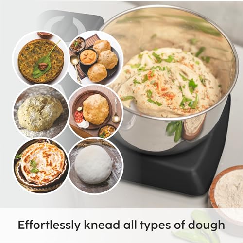 Image of Glen Automatic Electric Atta Maker Machine, 3 Litre, 650W, Dough Kneader, Dough Mixer with Large Stainless Steel Bowl with Lid, Hands-free kneading -Black (SA-3032DMBL)
