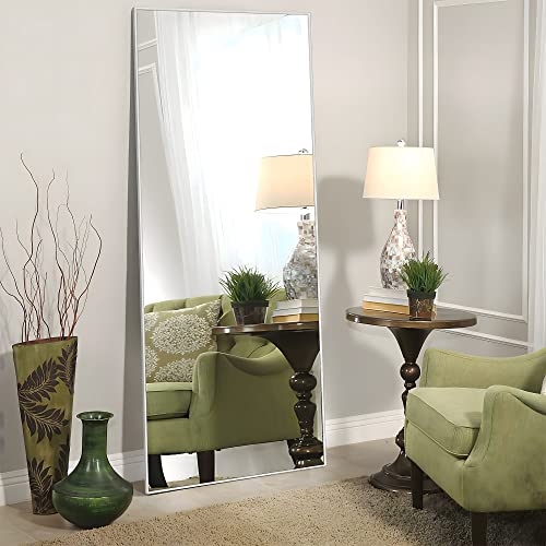 Image of NeuType 47 inchx22 inch Full Length Mirror Aluminum Alloy Frame Dressing Mirror for Bathroom /Bedroom /Living Room /Dining Room /Entry, Wall Mounted or Leaning Against Wall, Silver (No Stand)