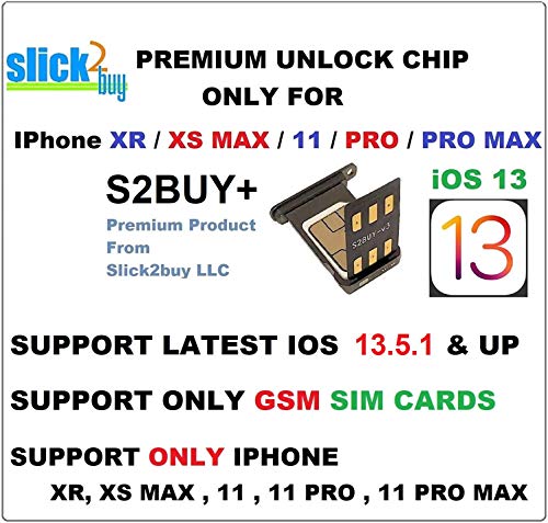 SLICK2BUY ICHIP+ v25 PREMIUM CHIP compatible with IOS 12.4.x Supports Sprint, T-Mobile, Verizon, AT&T, Tmobile, Metro , Xfinity to Any GSM sim cards [5s - XS]