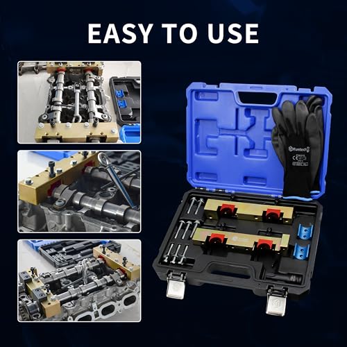 Image of Kuntech Engine Timing Tool Kit Compatible with Mercedes Benz M133 M270 M274, 15PCS Camshaft Locking Alignment Timing Tools Set with Carrying Case & Gloves
