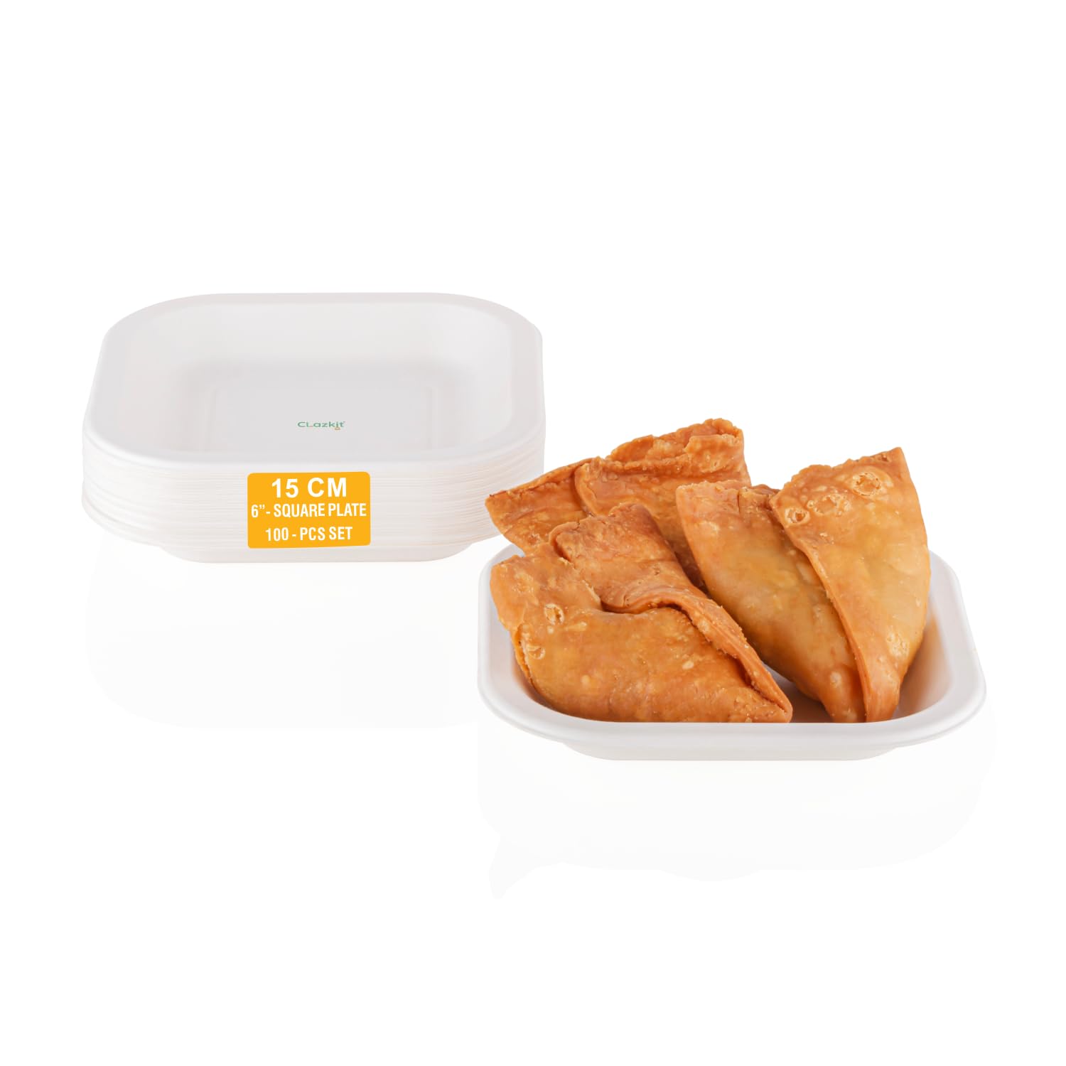 Clazkit 6 Inch Square (100 Pc) Bagasse Plates, Bamboo Plates Like Party Pack Biodegradable Eco Friendly Plates Alternative to Plastic Plate Paper Plate (B0D5415367) Amazon Price History, Amazon Price Tracker