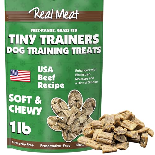 Real Meat Tiny Trainer Bites Dog Treats - 1lb of USA-Made Soft & Chewy Air-Dried Beef Training...