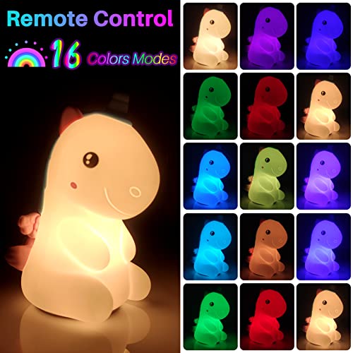 Vteepck Unicorn Night Light For Kids, Cute Lamp Baby Silicone Night Light With Remote Control 16 Colors, Dimmable Baby Nursery Nightlight For Room And Toddler, Unicorn Toys For Girls Gifts thumb #1