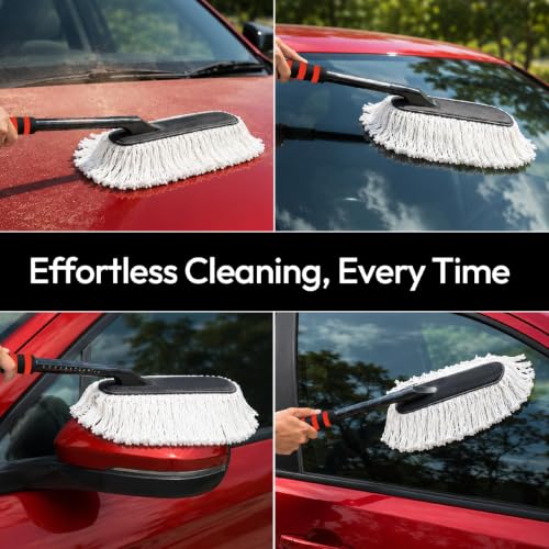 Image of Vista Auto Dust-Off Shine Car Duster | Wax-Treated Cotton Strands | Scratch-Free Dry Dust Cleaner for Cars, Bikes, Home & Office | Lint Free Reusable Exterior Cleaning Brush | Lasts for Years