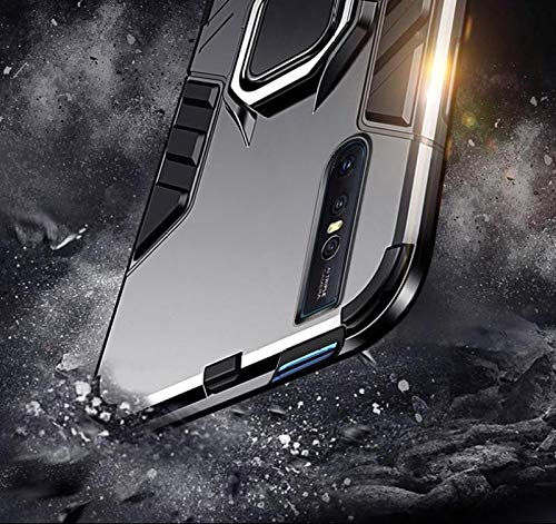 Image of REALCASE Vivo V15 Pro Case, Silicone, Thermoplastic Polyurethane Shockproof Rugged Slim Hybrid Magnetic Bracket 360 Ring Holder for Vivo V15 Pro (D5-Black)