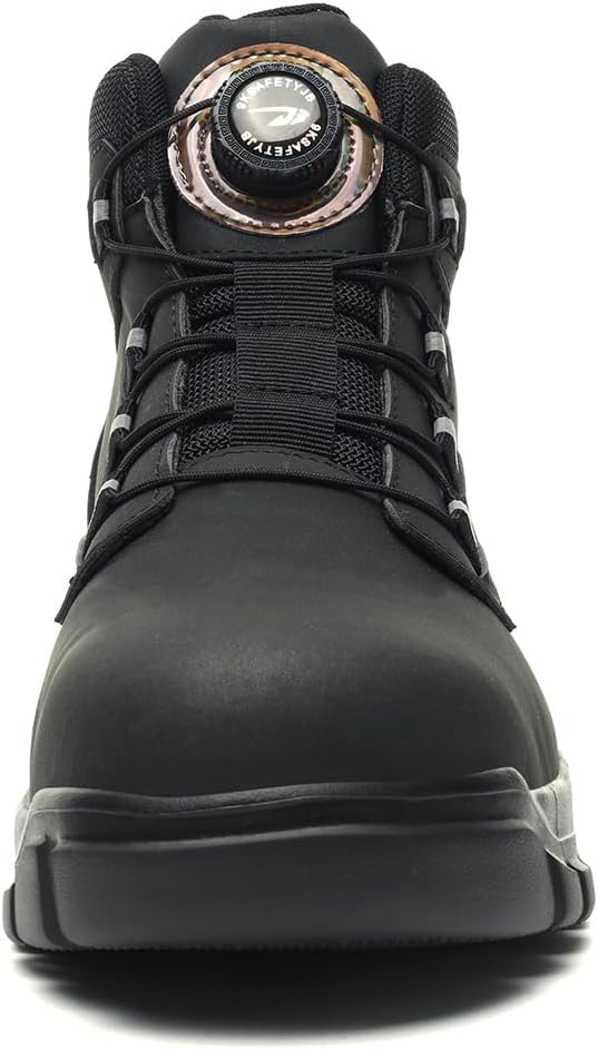 Men's mid-top safety boots women's construction site protection boots steel toe anti-smash anti-throw lightweight work boots