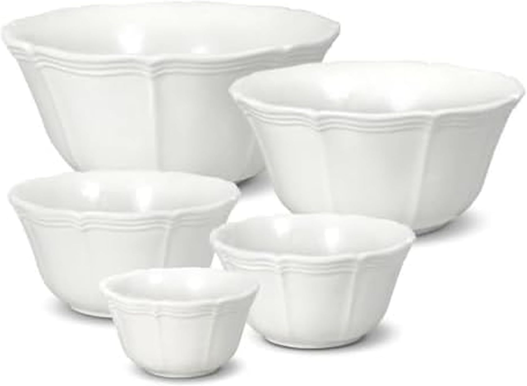 French Countryside Stackable Bowls, Set of 5,White