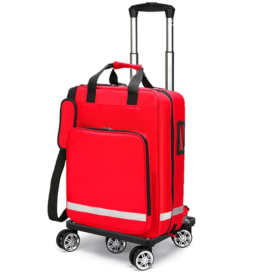 Bolsa Médica Con Ruedas, Botiquín De Primeros Auxilios Portátil Con Ruedas Y Carrito Desmontable, Bolsa De Trauma Para Personal De Emergencias, Ideal Para Médicos Y Estudiantes De Enfermería.(Red)