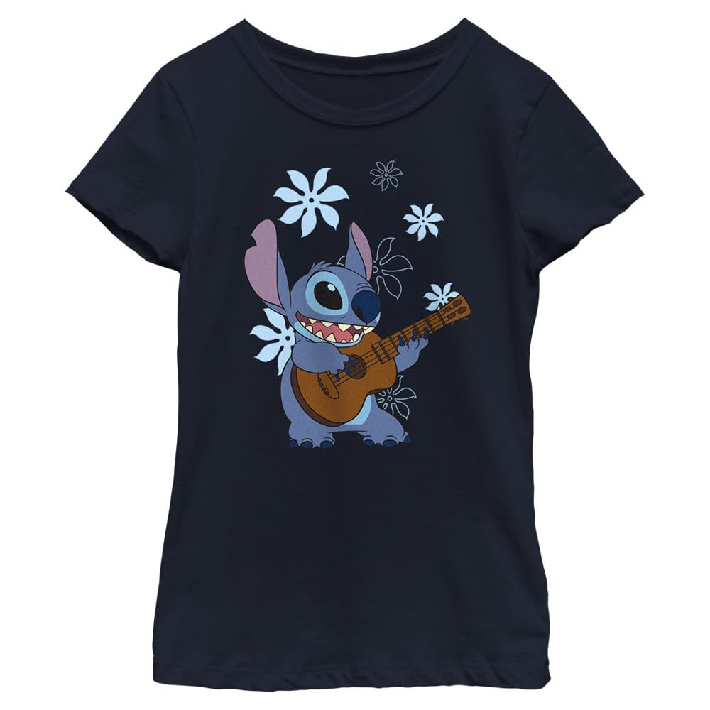 Girl's Lilo &amp; Stitch Floral Ukulele Dance T-Shirt