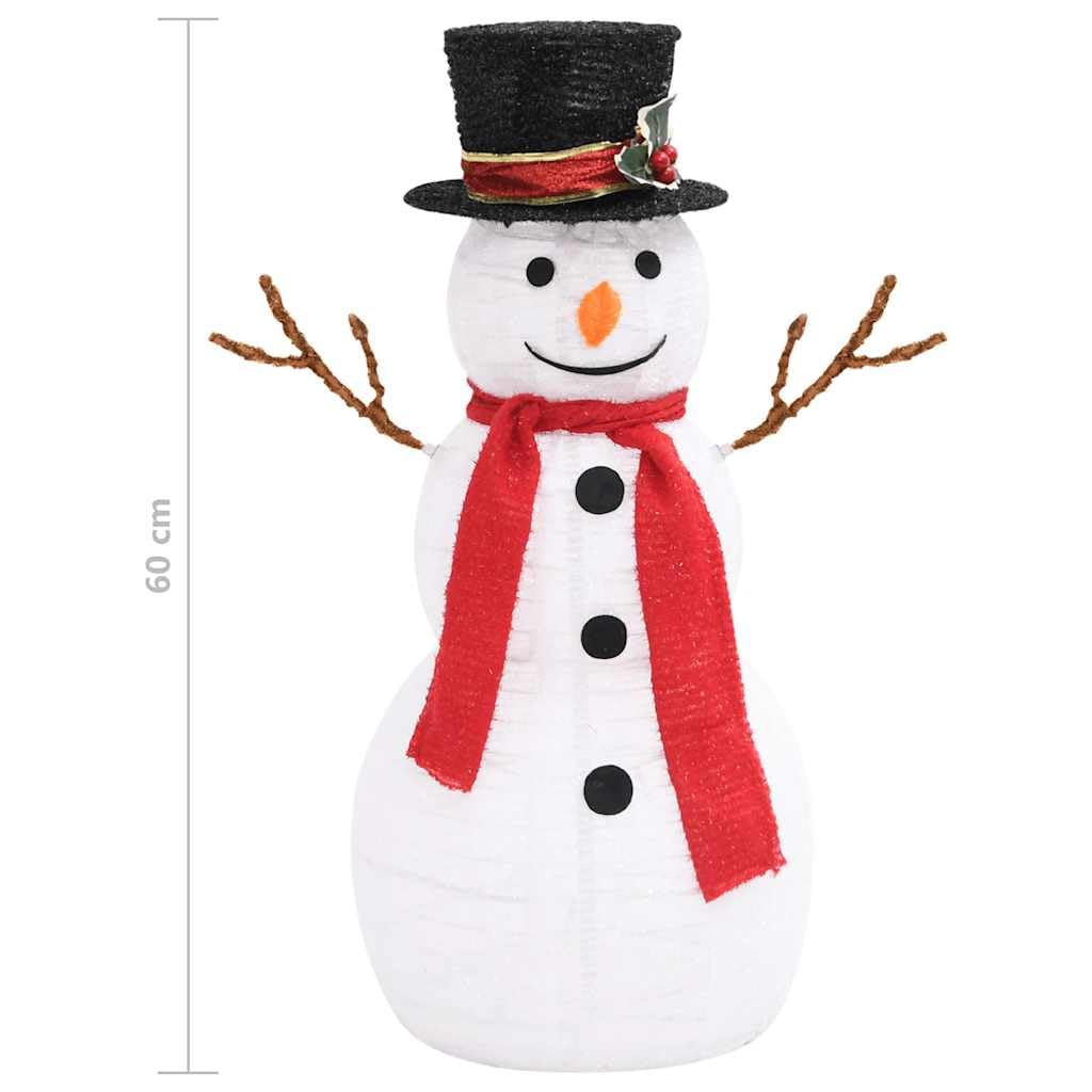 LED Schneemann Weihnachtsfigur 60 cm für Innen und Außen, Weihnachtsdeko mit 60 LEDs, 8 Lichtmodi, Stoff Deko-Figur für Weihnachtsstimmung, weiß