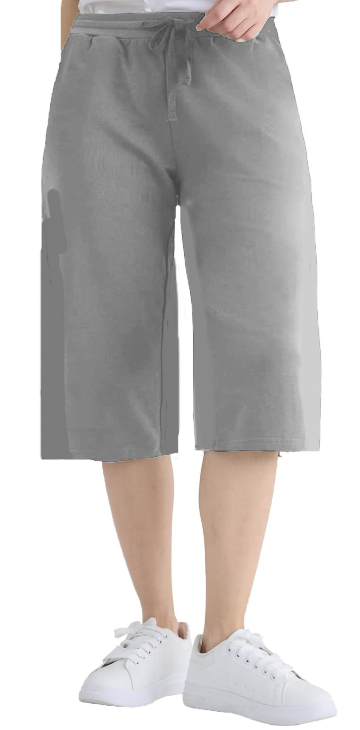 Women's Capri Sweatpants, Cozy Wide Legs Cropped Capri, Lounge Jogger Pants Workout Yoga Solid-image-21