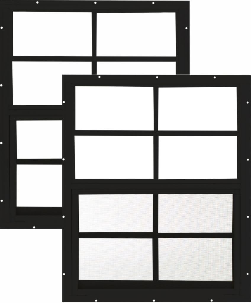 Apple Outdoor Supply W1823BLK-BX2 18" W x 23" H Flush Mount Sliding Shed Window, Black, Tempered Glass, 2 PK'