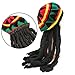 Techson Rasta Hat, Reggae Knit Slouchy Cap Beanie Hippie Tam with Black Dreadlocks Wig, Jamican Style Costume