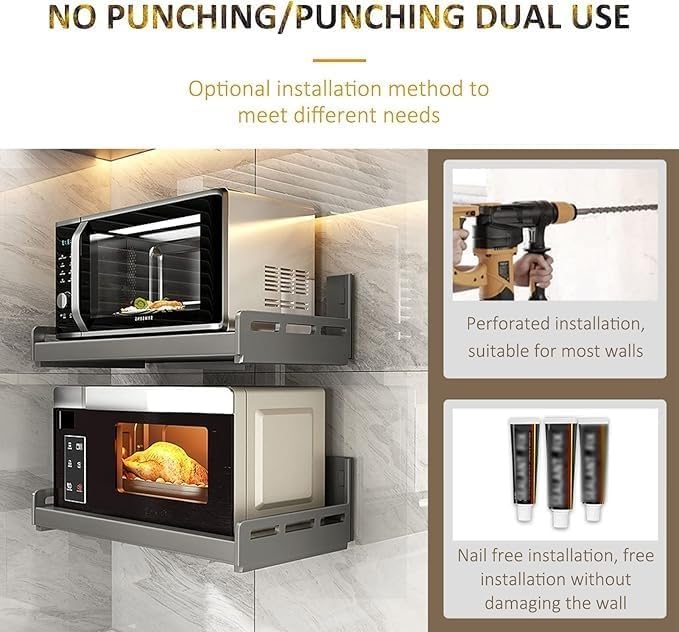 Support mural micro-ondes 50 cm fixe pour une cuisine moderne - 4