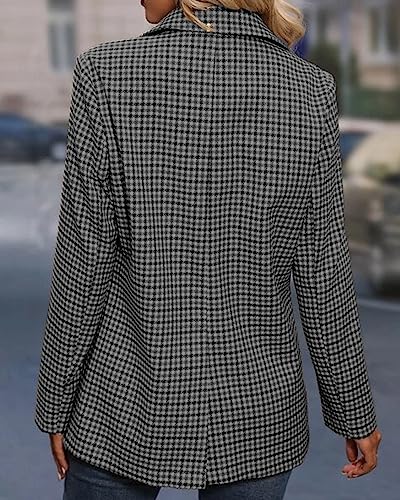 Mina Self Womens Blazer Plaid Blazer Womens Blazers Jackets Blazers for Work Professional Open Front Business Casual Clothes for Women Work Office Blazer Jacket Gray 0M4