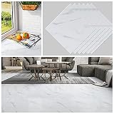 CHICHOME 6 Pack Peel and Stick Vinyl Floor Tiles 12''x12'' White Marble Vinyl Sticker Tiles Self Adh