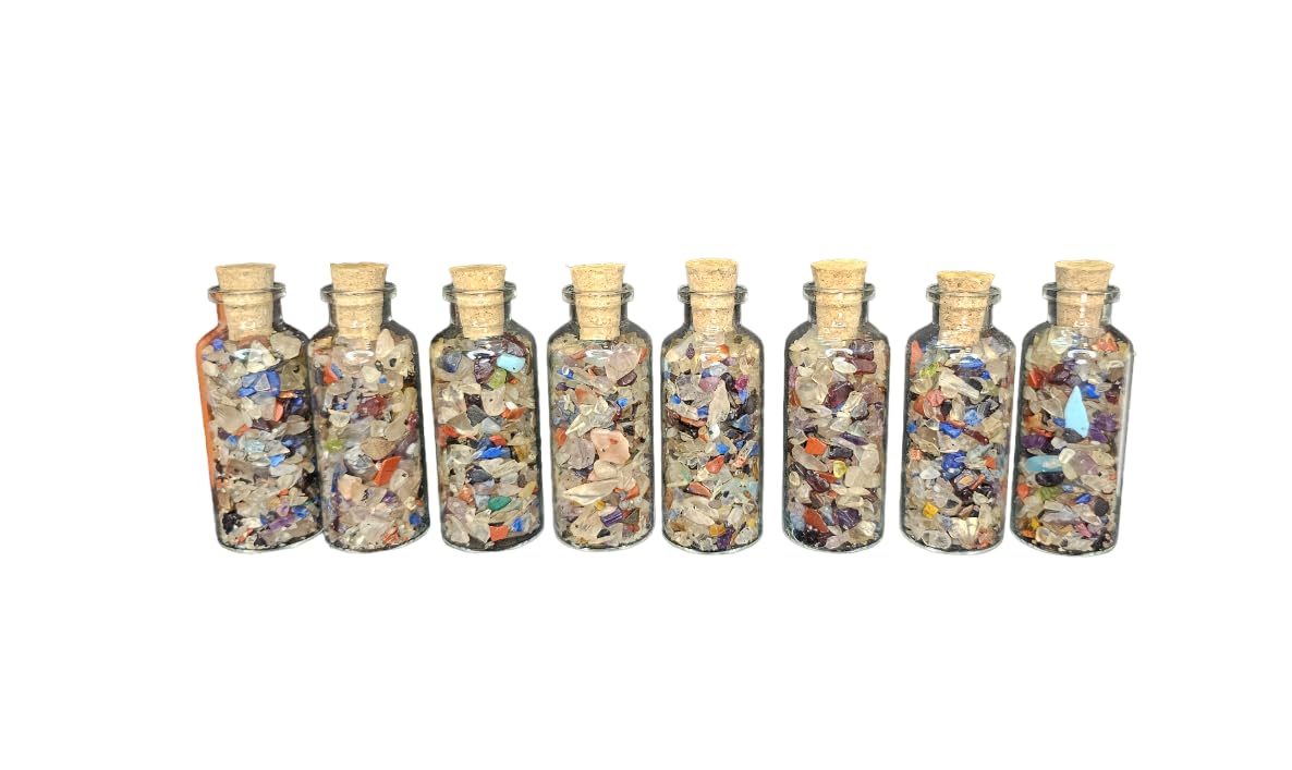 60 gram Gemstone Chips Cork Bottle, Crystal Chips Vials, Natural Stone Glass Wishing Bottle, Wicca Spell Magical Bottle, Dreamcatcher Decor, Healing Tumbled Reiki Stones, Witchcraft Crystals-image-11