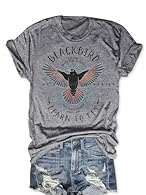 Blackbird Shirt Material:Cotton blend;Skin-friendly, women blackbird shirt super soft and comfortable to wear.,soft poly cotton fabric that gently drapes around your figure.Support hand wash and machine wash. Please wash with cold water, do not dry c...
