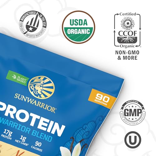 Image of Organic Plant Based Protein Powder | Vegan Organic Protein Powder Vanilla Flavored with BCAA Amino Acids & Hemp Seed Pea Blend | Non-GMO Soy Dairy Filler & Gluten Free (Vanilla, 90 Servings)