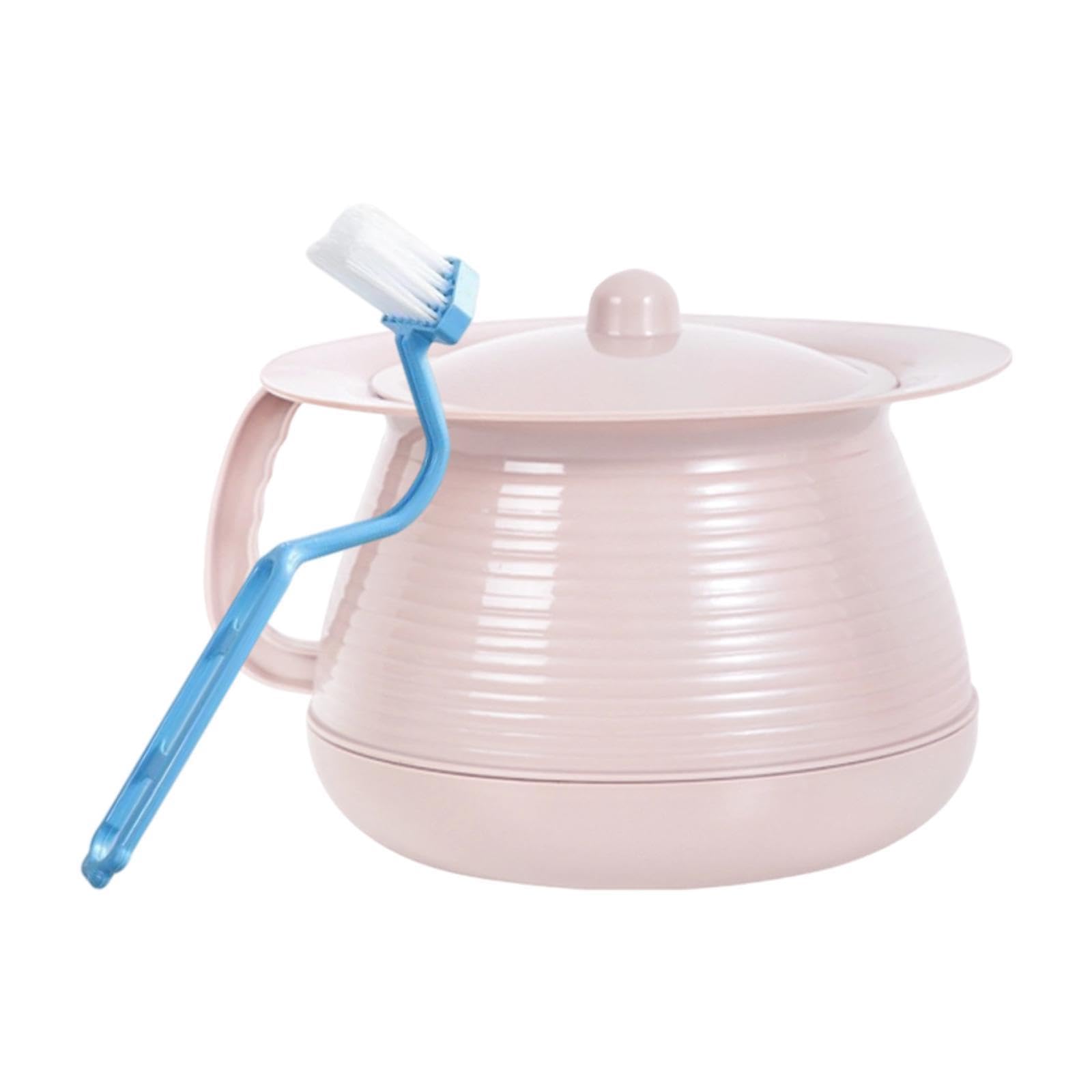 harayaa Escupidera portátil con tapa y cepillo, práctico urinario de noche, para conducir, acampar, baño, casa, viajes, Rosa
