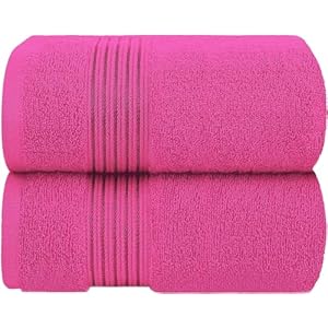 Westlane Linens 2 Premium Cotton Bath Sheet (90x160cm) Jumbo Bath Sheets Highly Absorbent Extra Large Bath Towels Quick Dry Soft Hotel Large Bath Sheets Quality (Fuchsia)
