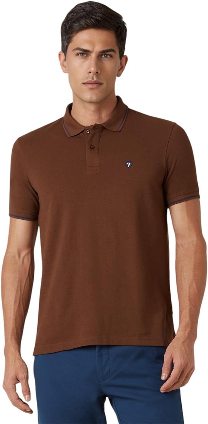 Van Heusen Men's Cotton Solid Regular Fit Collar Polo T-Shirt