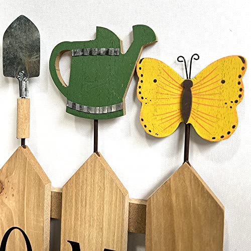 Liphontcta Welcome Fence Sign Yard Stake Farmhouse Wooden Decorative Flower Bee Butterfly Galoshes Shovel Bird House Kettle Sign Outdoor Decor For Garden Lawn Path Patio Pathway (18.1"X17.13") #TOP1