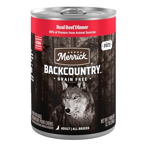 Merrick Backcountry Grain Free Premium Canned Wet Dog Food, Soft And Healthy Recipe, Real Beef Dinner - (Pack of 12) 12.7 oz. Cans