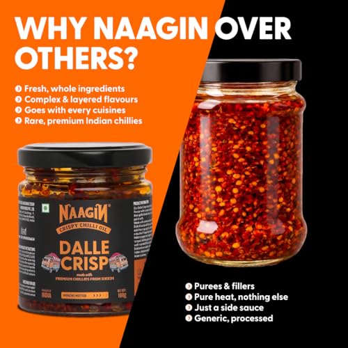 Image of Naagin Guntur Crisp Chilli Oil (160g) | Mildly Spicy | All-purpose Garlicky, Table Tadka | No Added Preservatives | Dip, Cook, Marinate, Stir-fry | Ideal with Momos, Rice & Noodles (Pack of 3)