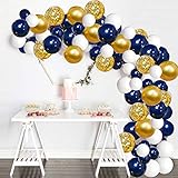 🎈Einfach Zusammenzubauen - Diese Luftballons aus Marine und Gold enthalten drei verschiedene Größen. Sie haben Ballons im Format 12 Zoll, 10 Zoll und 5 Zoll. Jede Größe hat genug Größe, um ein hübsches und erstaunliches Ballongirlandenset herzustellen. Dazu gehören auch Klebeband und Punktkleber, mit denen Sie Ballonbögen einfacher herstellen können.