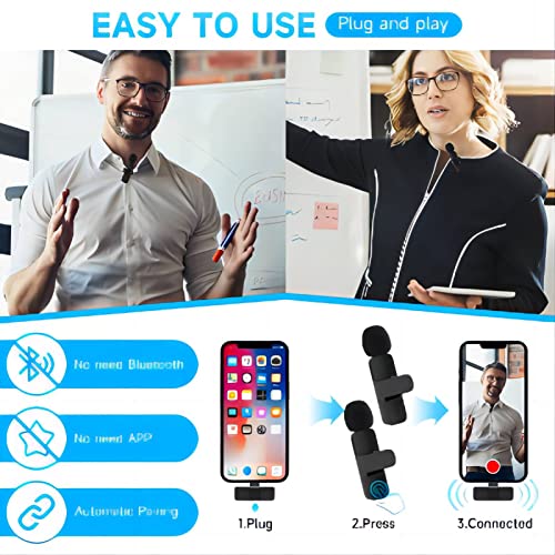 Image of PQRQP Dual Wireless Lavalier Microphone for iPhone, iPad, Video Conferencing, Recording, Live Streaming(Onyx Black)