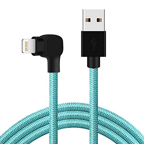 [Apple MFi Certified] iPhone Charger Cable Elbow Lightning Cable to USB Cable 6ft Fast Charging USB Data Cable Nylon Braided Charge Cord Compatible with iPhone 12/11Pro/XS MAX XR X 8 7 (Green)