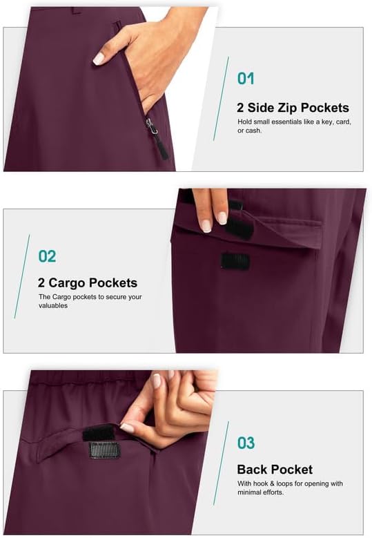 Miniatura 5 de Pantalones cortos largos de golf de 10 pulgadas para mujer, con 5 bolsillos, longitud a la rodilla, ligeros, de secado rápido, para mujer