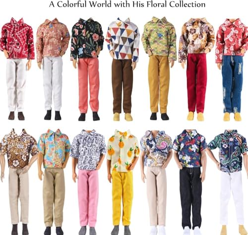 E-TING 6-Item Fantastic Pack = 3 Sets Fashion Casual Wear Clothes Outfit with 3 Pairs of Shoes for 12 Inch Doll Clothes Random Style
