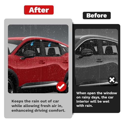 Image of Canvcle Kicks Rain Guards - Window Visors for Nissan Kicks 2025 2026, Outside-Mount Tape-On Side Window Wind Deflectors for Nissan Kicks Accessories, Vent Visors Shades Rainproof 4PCS