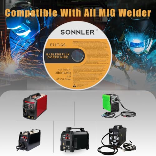 Image of 3 Packs 2-Pound 035 Flux Core Welding Wire,SONNLER E71T-GS Mig Welding Wire | Low Splatter Gasless Carbon Steel Mig Welding Wire Compatible With HF Fourney Harbor Welder