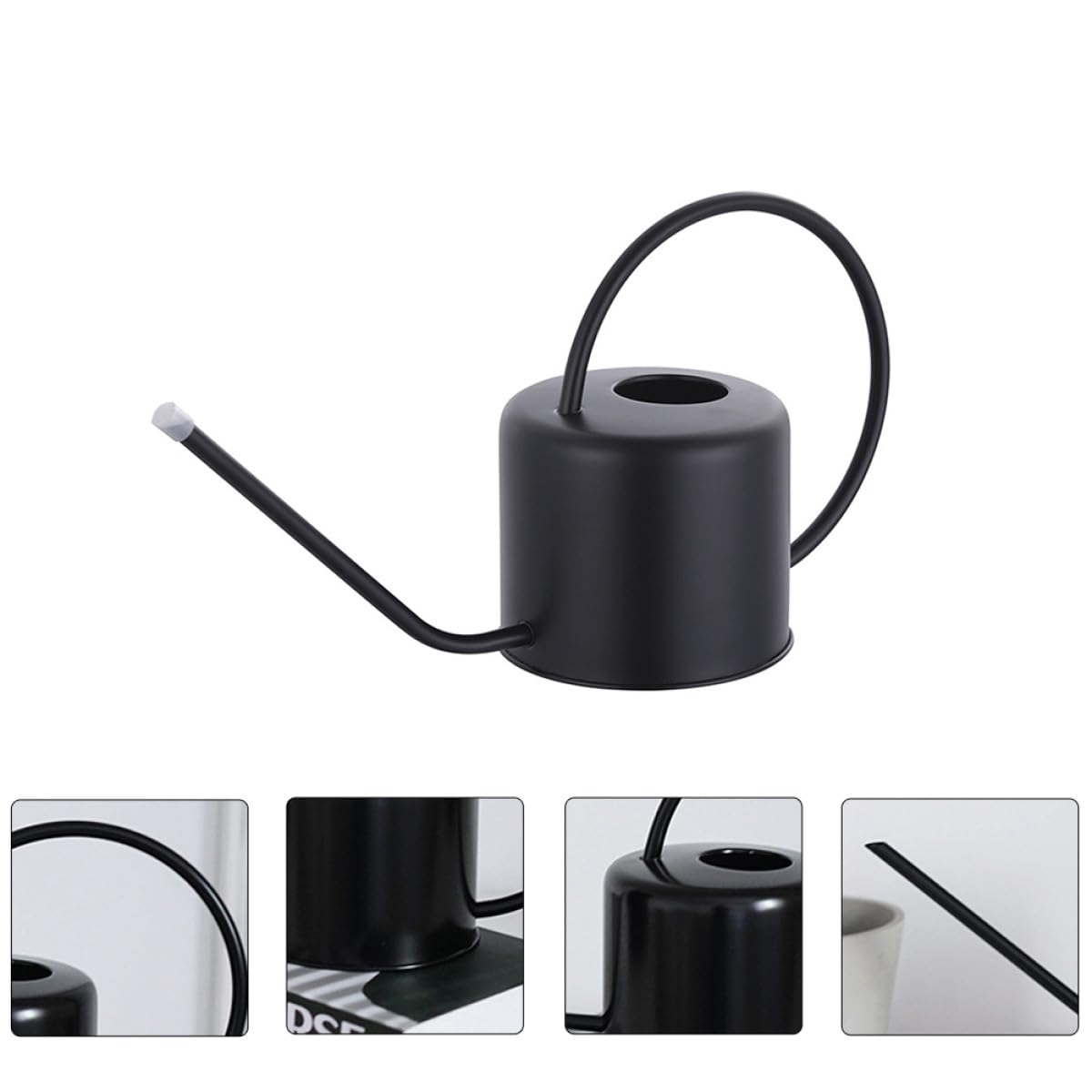 Schwarz Gießkanne 1, 3 L mit Langem Ausguss Edelstahl für Pflanzen | Leichte Form, Ergonomischer Griff, Glatte Oberfläche, für Innenpflanzen und Garten, Elegant Gestaltet