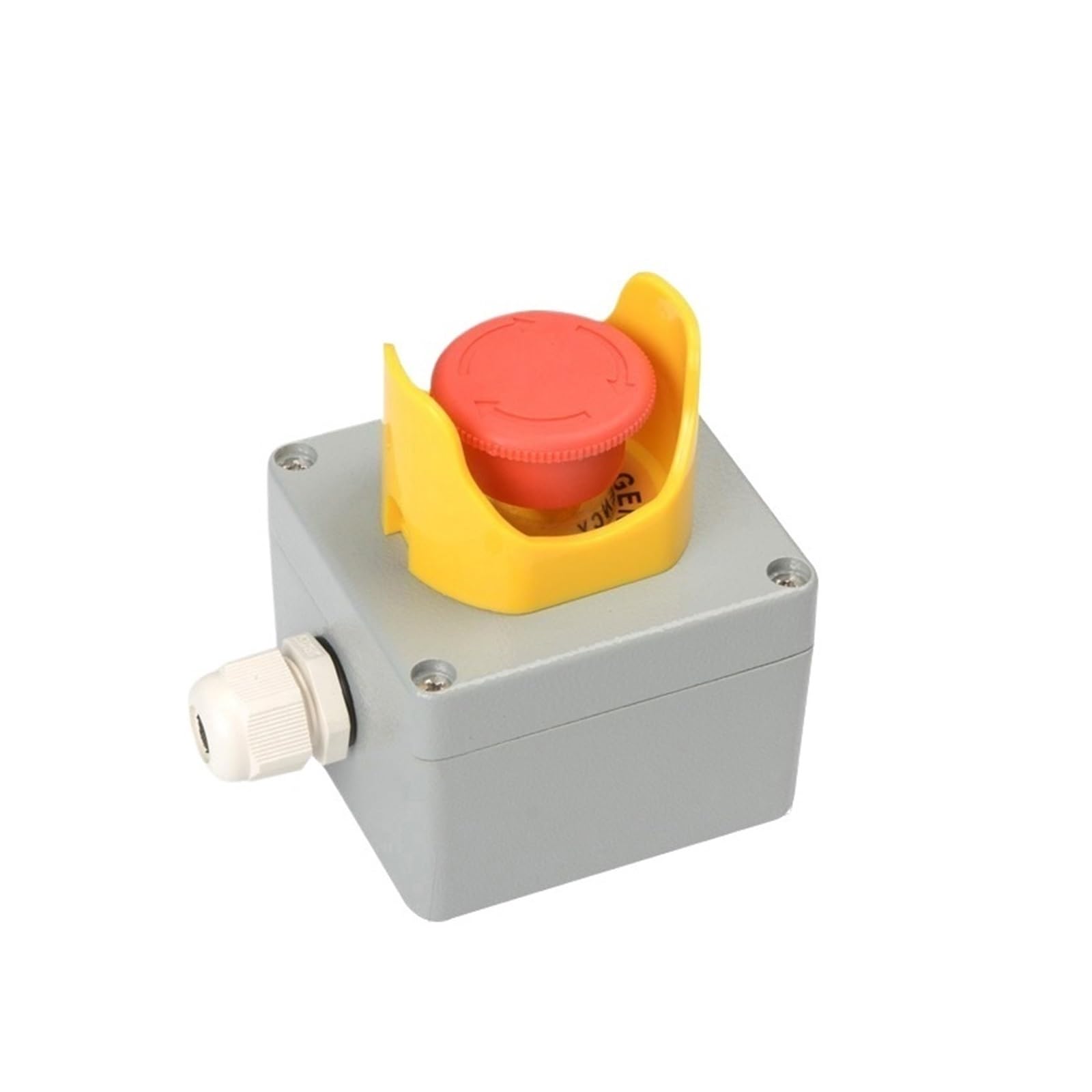 PRIFO Cast Aluminum Emergency Stop Button Switch with Protective Cover Elevator Emergency Stop Metal Control Box Waterproof Protective(6)