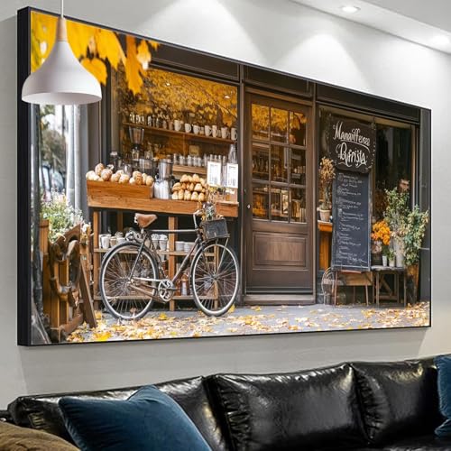 Diamond painting adulte café et voiture : kit de broderie diamant grand format 50x150cm SP-295