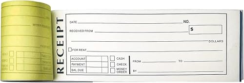 Miniatura 2 de Paquete de 10 libros de recibos de alquiler con copia de carbono duplicado 2 piezas 50 Sets Tamaño 8 "x 2.75"