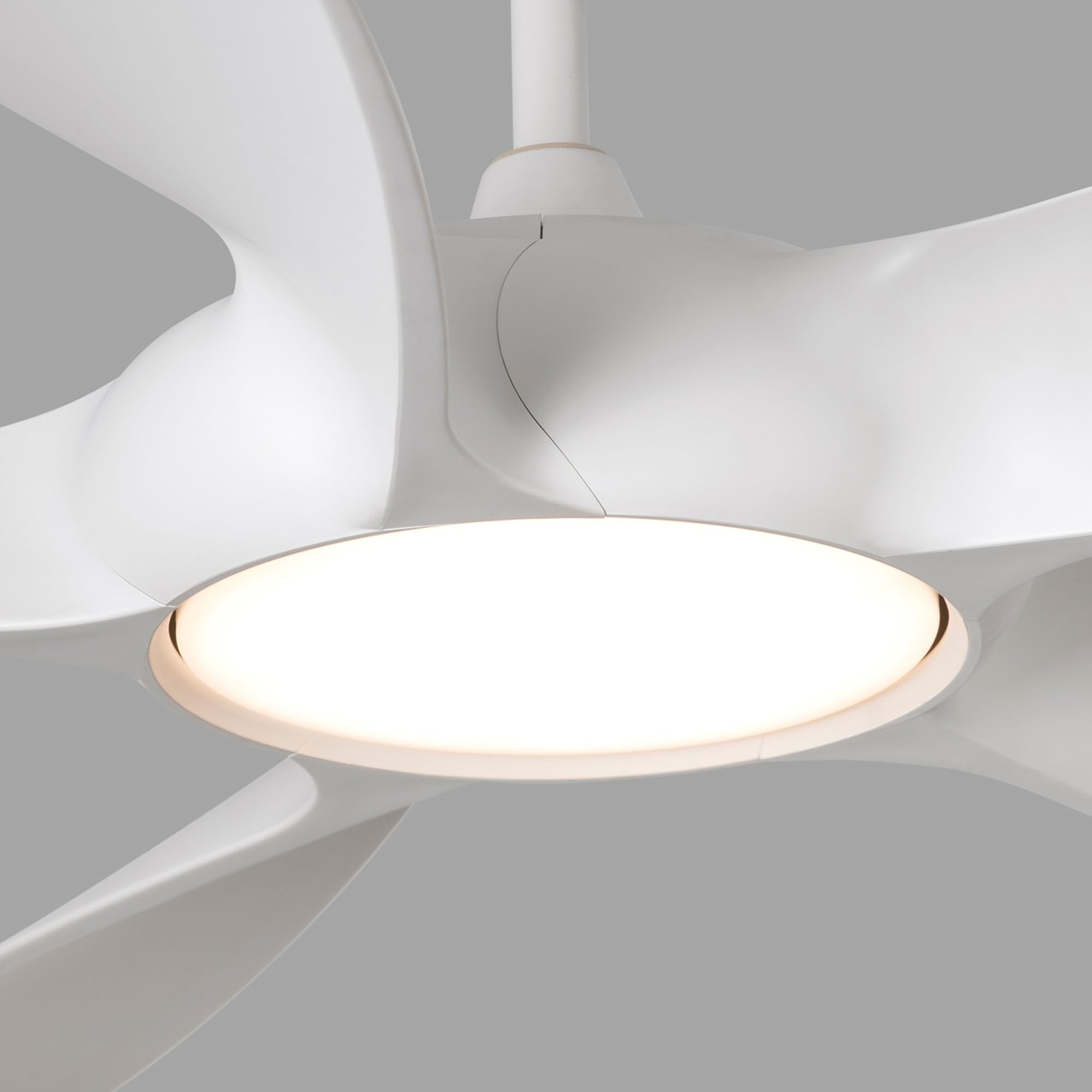 FARO BARCELONA 33548 - COCOS Ventilador de techo con luz LED, color blanco y motor DC, 5 palas
