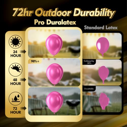 Image of Bezente Pro Duralatex Pearl Hot Pink Extra-Thick Balloons 120 Pack 10 inch | Magenta Fuchsia Dark Pink Balloons for Princess Gender Reveal Birthday Wedding Anniversary Party Decorations