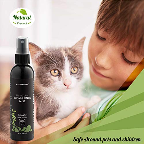 Aromasong All Natural Eucalyptus & Wild Mint Room & Linen Spray For Bedding, Sheets, Couches, Pillow, Fabric Freshener Spray For Bed Sheet, Odor Eliminator Air Freshener Fragrance Oil Spray For Home. #TOP1