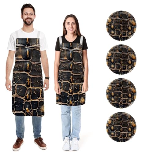 Tabliers de cuisine en lin réglables - Ne tachez plus vos vêtements avec ce lot de 2
