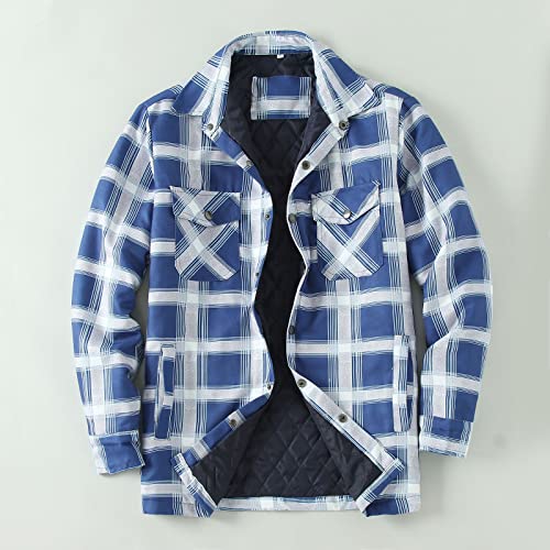 Mens Jacket Plaid Thick Fall Winter Windbreaker Retro Trendy Lapel Coat - image 4